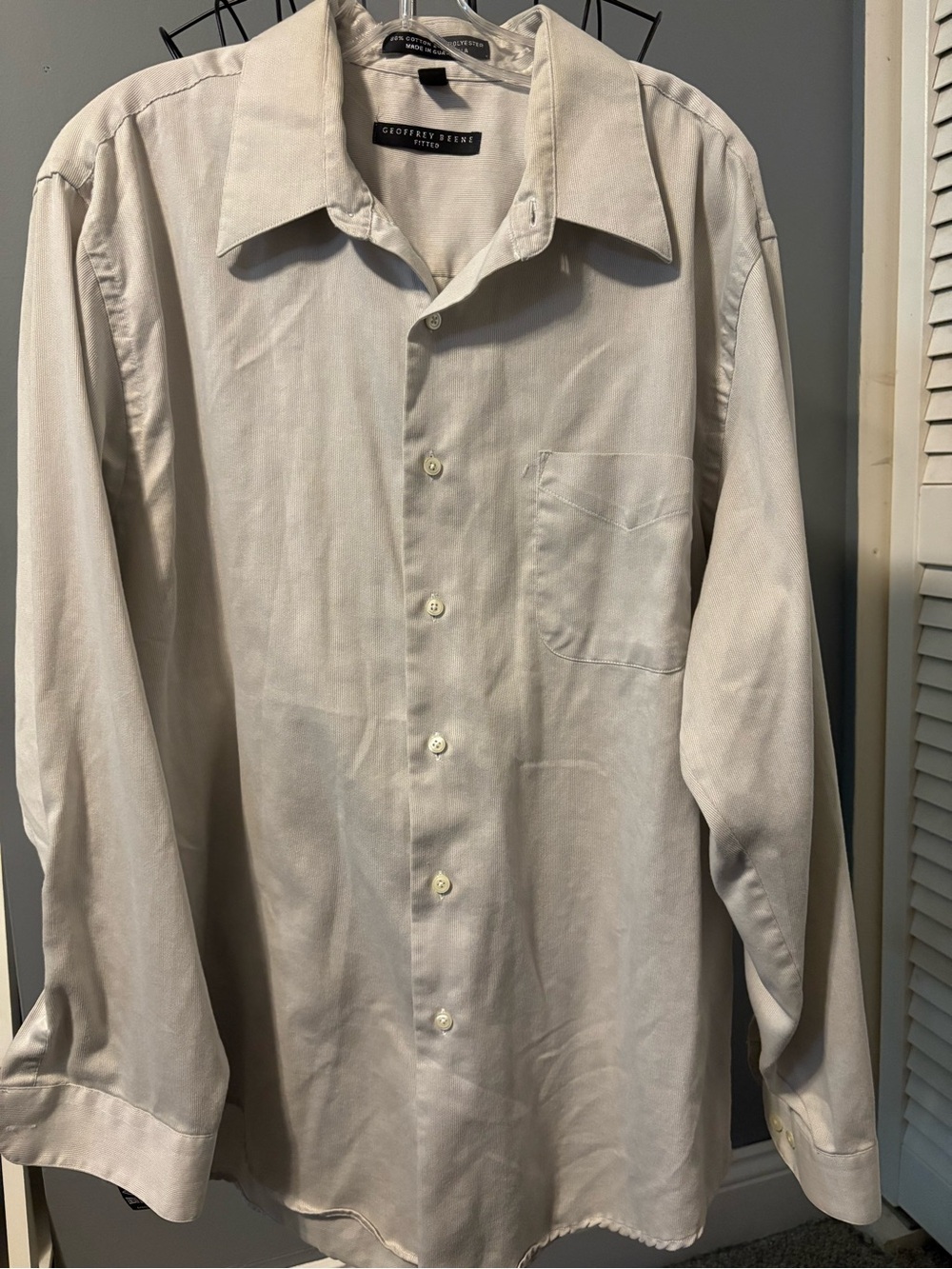Geoffrey Beene Men's Light Cream Dress Shirt